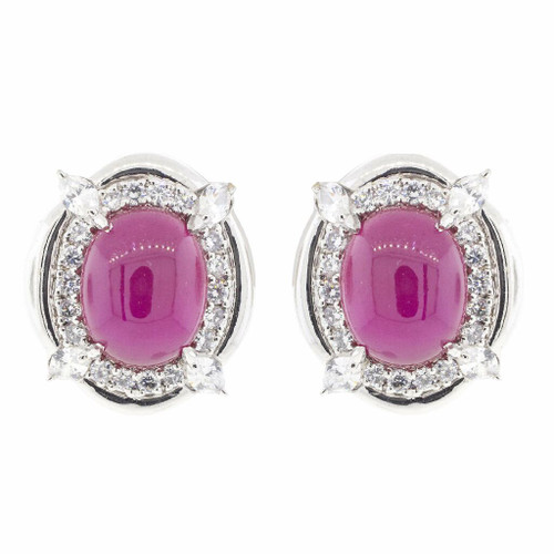 EARRING CAB CTR EAR W/RDS/MARQ AT CORNERS - F132E/CB-RUB/CZ