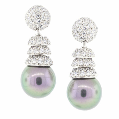 EARRING PL W/3 CAP DROP - EF596/PL/CZ