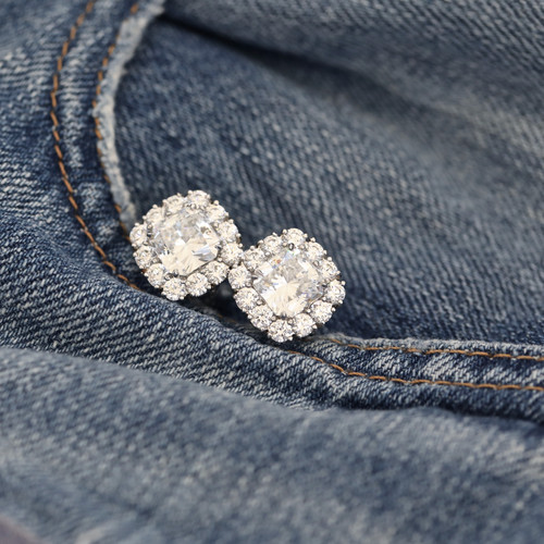Square-Cut Halo Earrings (11.8 TCW)