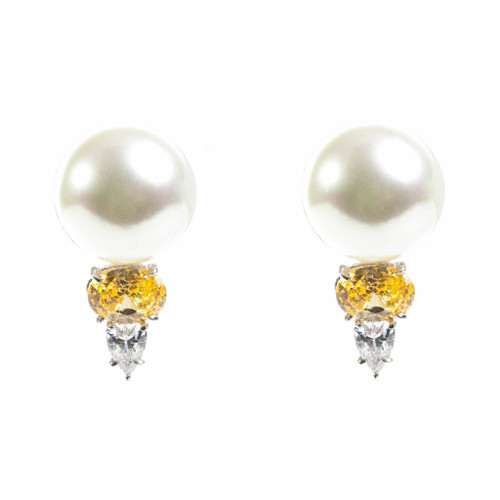 EARRING PEARL W/OVAL & PS  - E102/PL/CAN/CZ