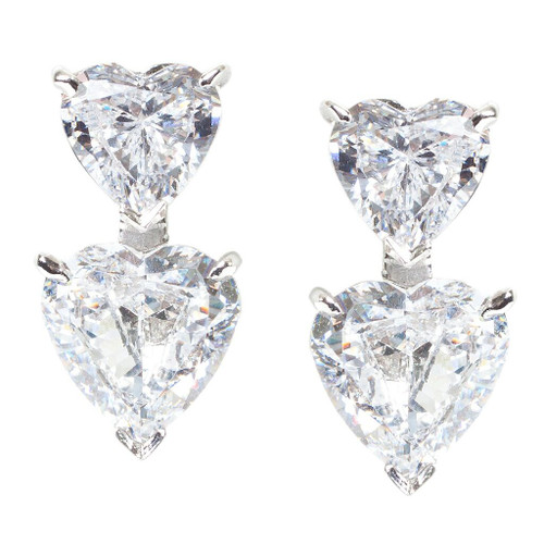 Heart Double Drop Earrings 6/8