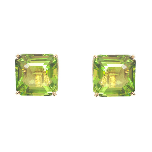 Peridot Square Stud Earrings (12 TCW)