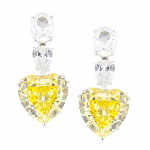 EARRING OV W/PS TOP W/HEART BOT - EN102/PK/CZ