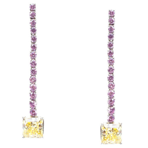 EARRINGS 14RD CZ DWN W/SQ BOTAVIL IN OTHER COLORS - EF638/PK/CN