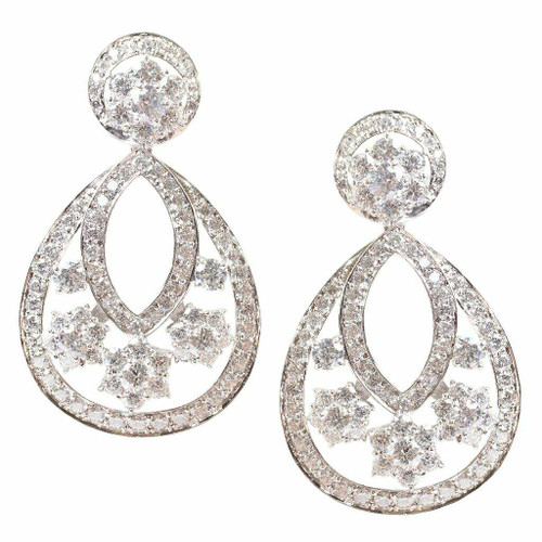 FLOWER TOP SURR. BY CHANNEL SET STONES W/3 FLOWERS  SURR BY CHANNEL SET STONE DROP - EF825/CZ