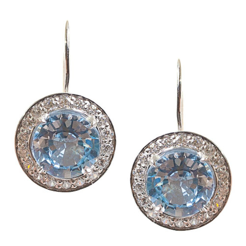 Aquamarine Antique Drop Earrings (6.5 TCW) Aquamarine Antique Drop Earrings (6.5 TCW)