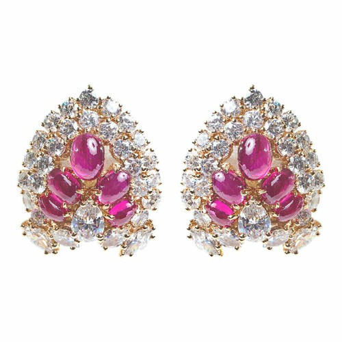 OVAL CAB SURR BY ROUNDS - BORPE/CAB RUBY/CZ