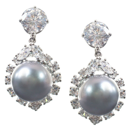 ROUND STUD TOP W/ PEARL DROP - 17406E/PRL/CZ