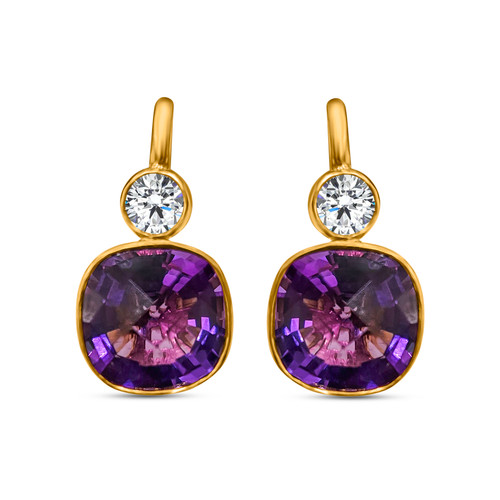 Amethyst Cushion Drop with Bezel (11 TCW)