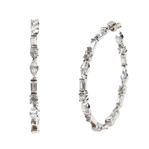 MULTI SHAPE STONE HOOP EARRING - EF1049/CZ