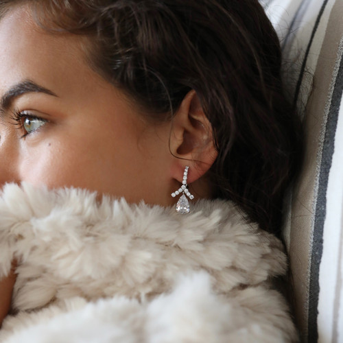 Y Earring with Pear Drop (6.75 TCW) - Fantasia by DeSerio