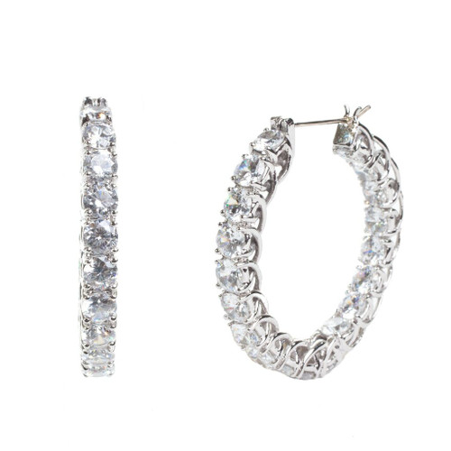 INSIDE/OUTSIDE HOOP EARRRING. .5CT STONES - EF791SM/CZ