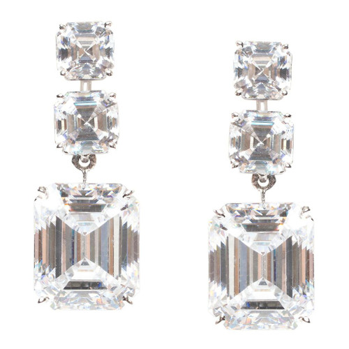 DOUBLE ASSCHER DROP WITH EMERALD CUT BOTTOM - EF1127/CZ