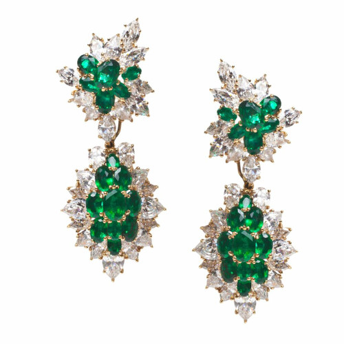 EARRING 2 CAB CTR SURR BY RDS CLUST CONN  BY 4 MARQ - T12790AB/EM/CZ