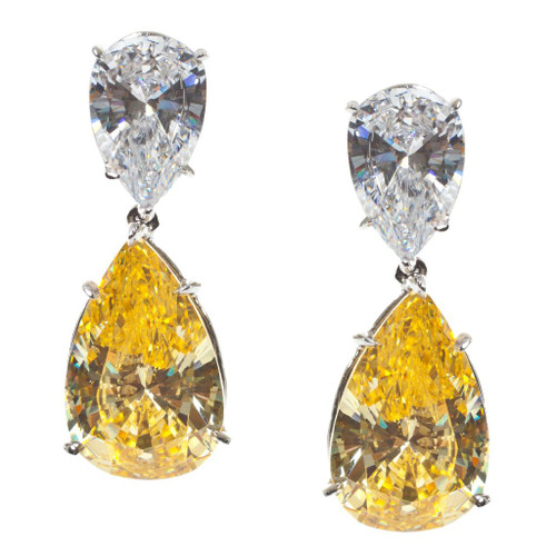 Large Canary Double Pear Drop Earrings (22 TCW) Large Canary Double Pear Drop Earrings (22 TCW)