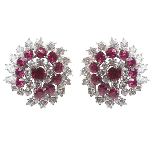 LARGE CLUSTER EARRING - EF1149/RUB/CZ