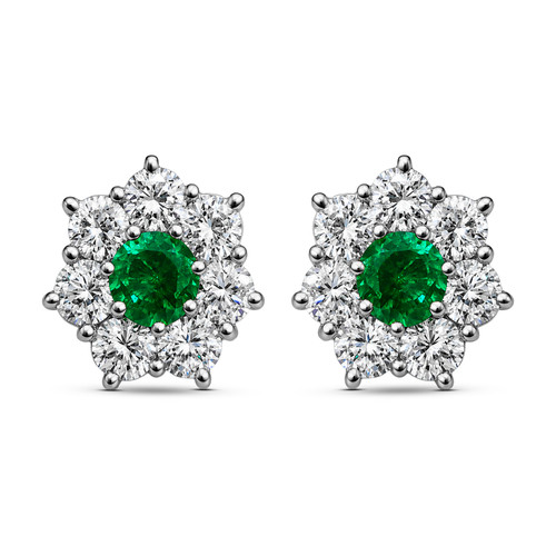 Emerald Flower Stud Earrings (5.15TCW)