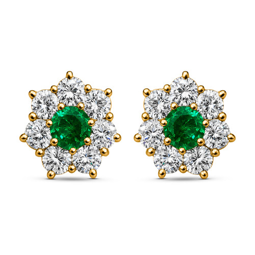 Emerald Flower Stud Earrings (5.15TCW)