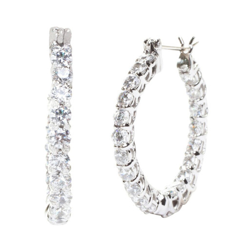 Inside/Outside Medium Hoop Earring - EF1008/CZ Inside/Outside Medium Hoop Earring - EF1008/CZ