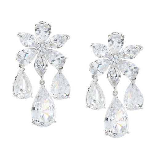 CLUSTER WITH PEARSHAPE DROPS - EF1181/CZ CLUSTER WITH PEARSHAPE DROPS - EF1181/CZ
