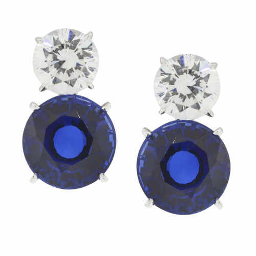 Graduated Double Stud with Sapphire Earrings (10.5 TCW)