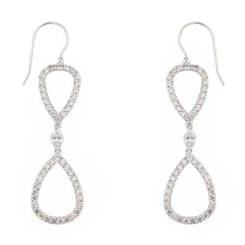 DOUBLE OPEN OVAL EARRING ON WIRE - EF1253/CZ