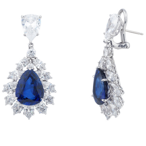 PEAR DROP EARRING SURROUNDED BY PEARSHAPES - EF1322/SAP/CZ