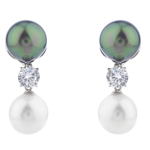 Pearl and Round Drop Earrings (3 TCW)