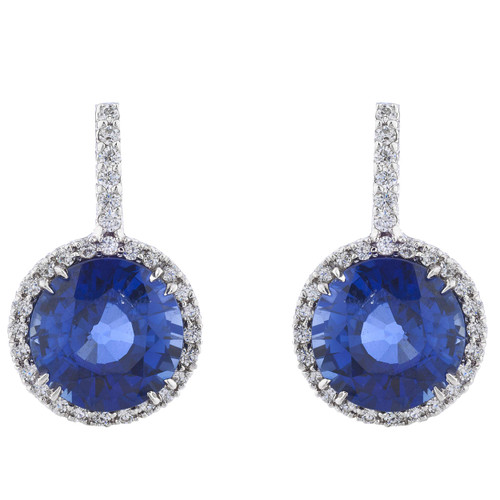 Sapphire Solitaire & Pave Drop Earrings (14.75 TCW) Sapphire Solitaire & Pave Drop Earrings (14.75 TCW)