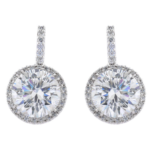 Solitaire & Pave Drop Earrings (14.75 TCW) Solitaire & Pave Drop Earrings (14.75 TCW)