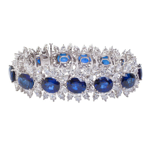 ELABORATE OVAL AND PEARSHAPE BANGLE BRACELET - BF17642/SAP/CZ