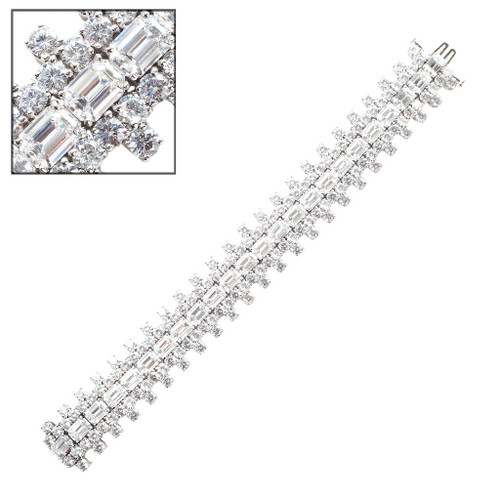 EMERALD CUT AND ROUND WIDE BRACELET - BF1027/CZ