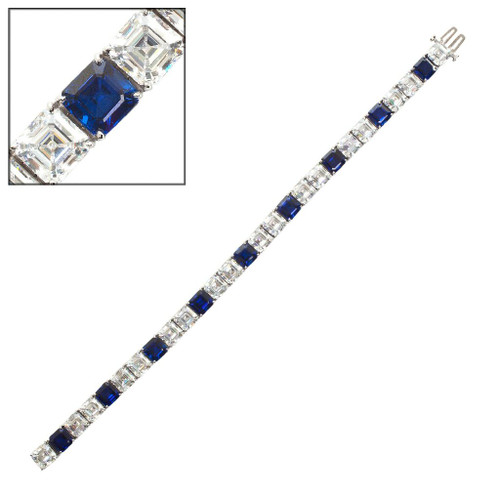 Sapphire Mix Asscher Tennis Bracelet (33.75 TCW)