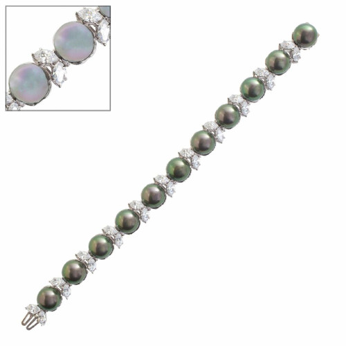 Grey Pearl and Double Pear Bracelet (11 TCW) Grey Pearl and Double Pear Bracelet (11 TCW)
