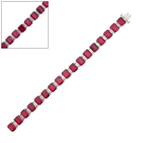 EMERALD CUT AND BAGUETTE BRACELET(46.5CT TDW) - BF1305/RUB/CZ EMERALD CUT AND BAGUETTE BRACELET(46.5CT TDW) - BF1305/RUB/CZ