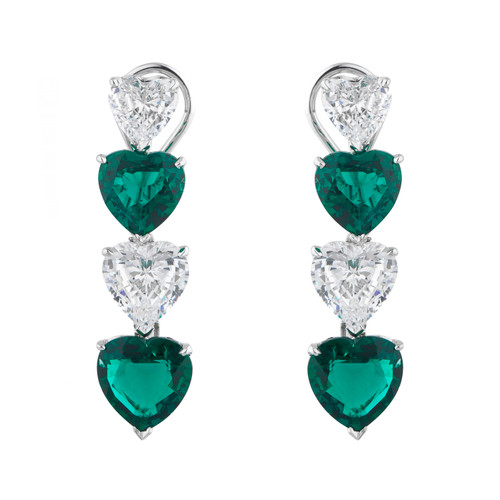 GRADUATED HEART EARRING - EF501/EM/CZ
