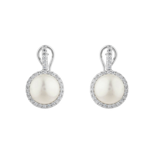 Pearl & Pave Drop Earrings (3.5 TCW) Pearl & Pave Drop Earrings (3.5 TCW)