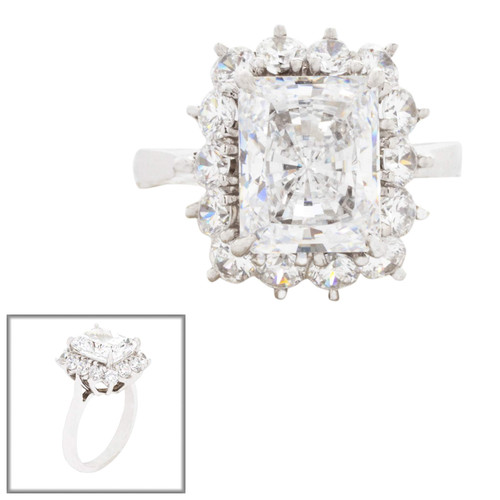3.5CT RADIANT CUT WITH STONES AROUND  F248-CZ-14K