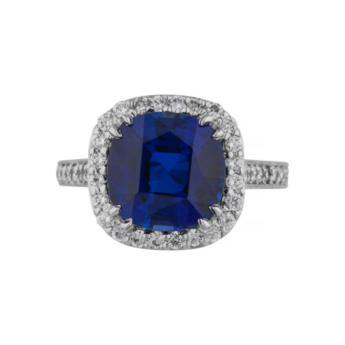 Sapphire Cushion-Cut Halo Ring (5.65 TCW) Sapphire Cushion-Cut Halo Ring (5.65 TCW)