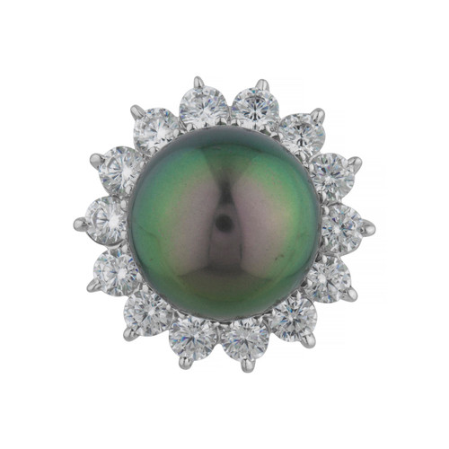 12MM PEARL WITH STONES AROUND - F1463-PRL-CZ-14KT