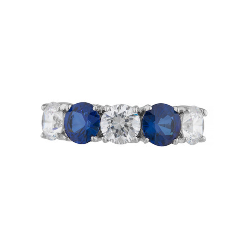 Alternating Sapphire Five Stone Half-Eternity Band (3 TCW)