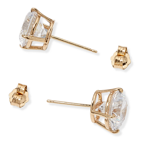 Kainier Women's 14K Gold Plated CZ Stud Earrings Simulated Diamond Round  Cubic Zirconia Ear Stud Set（5 Pairs)