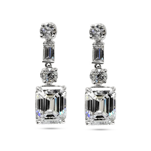 Tourmaline & Diamond Dangle Style Earrings 14K White Gold