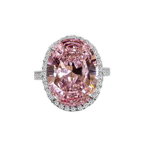 Pink Halo Oval Ring