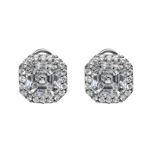 Asscher Pave Stud Earrings
