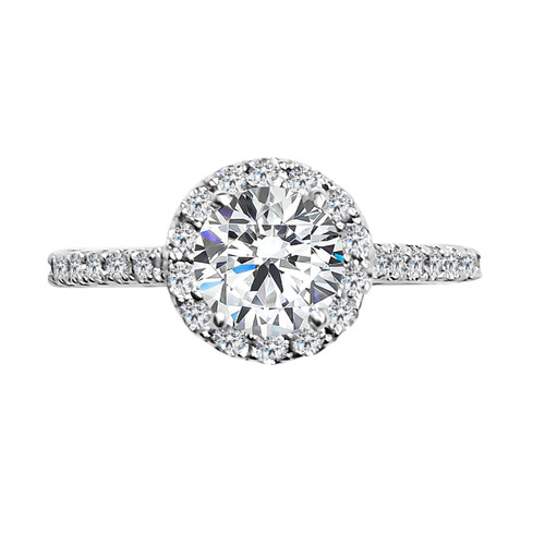Round Halo Ring with Pave Band (2.30 TCW) Round Halo Ring with Pave Band (2.30 TCW)
