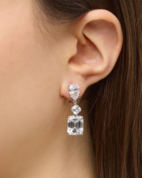 Pear, Square and Emerald Cut Drop Earrings (19 TCW)