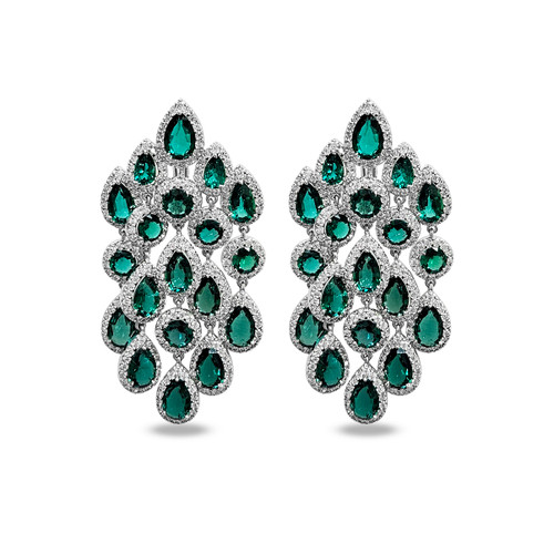 LARGE PAVE ROUND/PEARSHAPE DROP EARRING