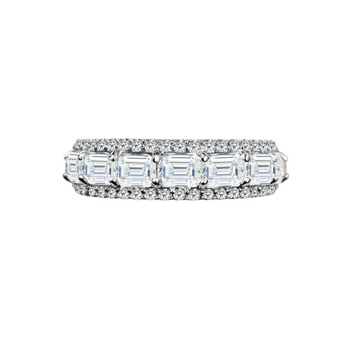 Pave Set Emerald Cut Band - F1571-CZ-14K