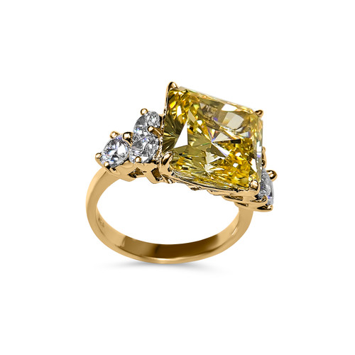 Carat London Canary Princess Cuts Farrah Trilogy Ring Canary 9K